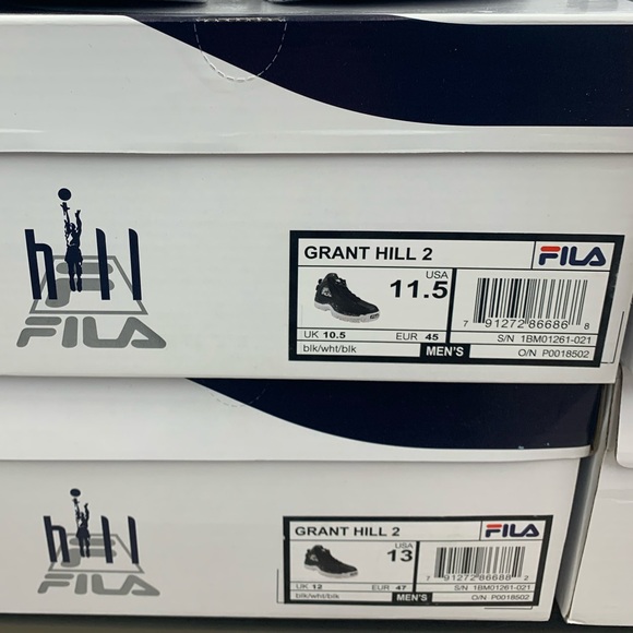 FILA Grant Hill 2 Oreo Black Grey White Basketball Shoes - Picture 8 of 8